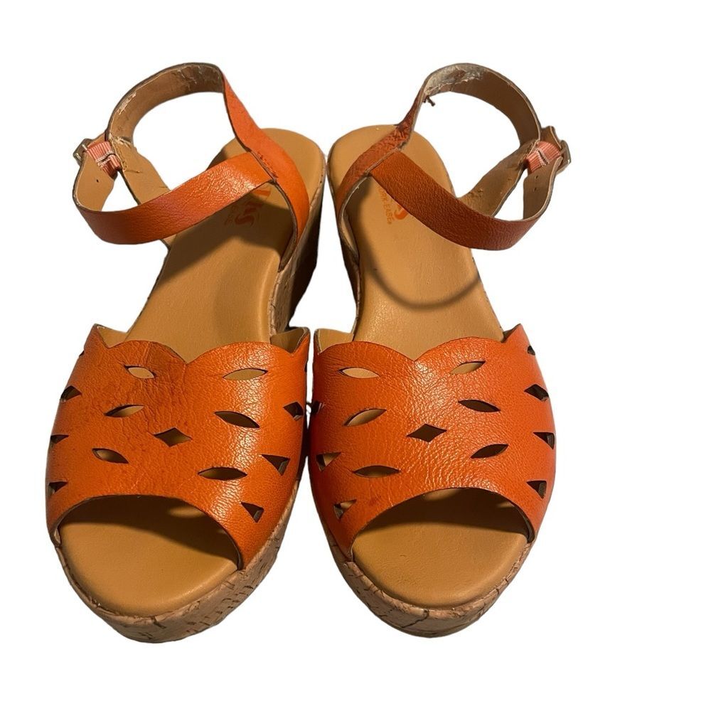 Korks by‎ Kork Ease Orange Wedge Sandals, Size 9